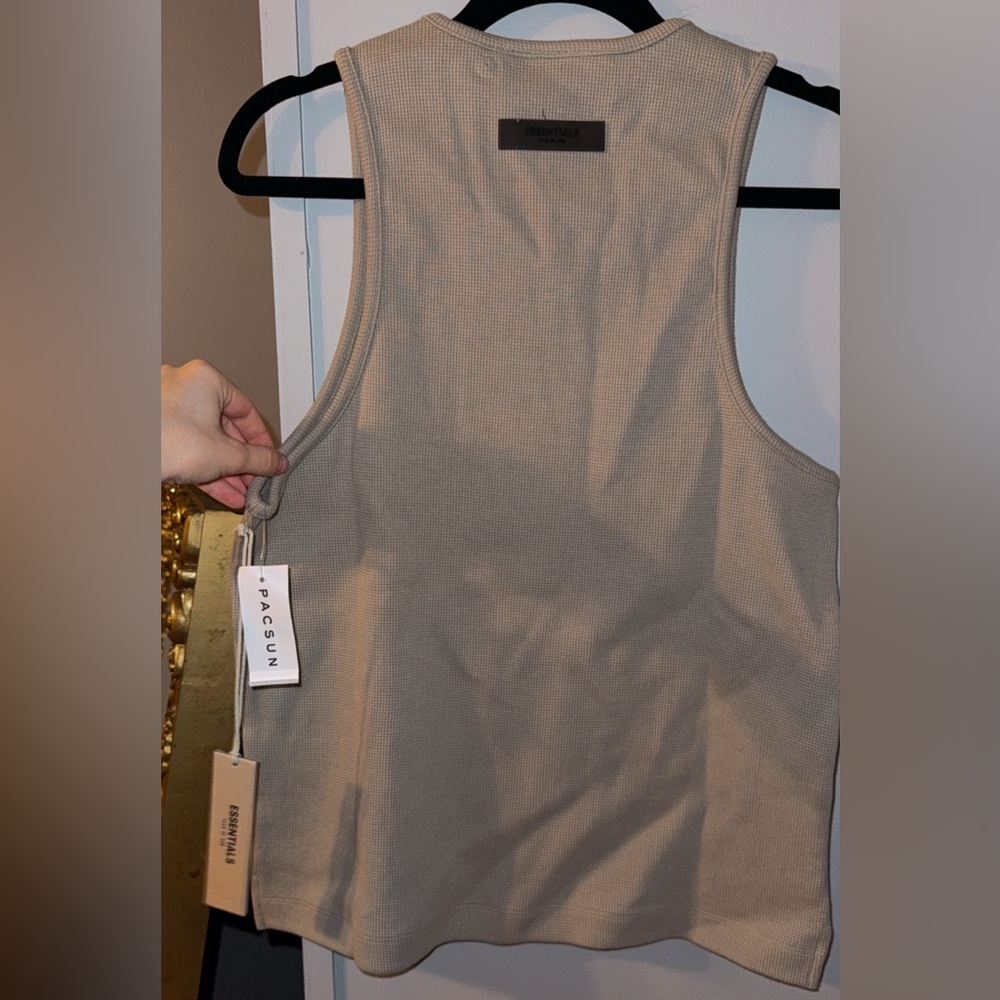 Fear of God Essentials Waffle Tank in Light Grey with Embroidered 'E' - M - Picture 4 of 4
